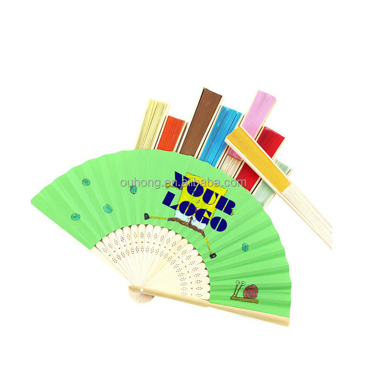 Custom Printed Diy Blank Paper Fan Portable Hand Fan Painting White Folding Wooden Hand Fan