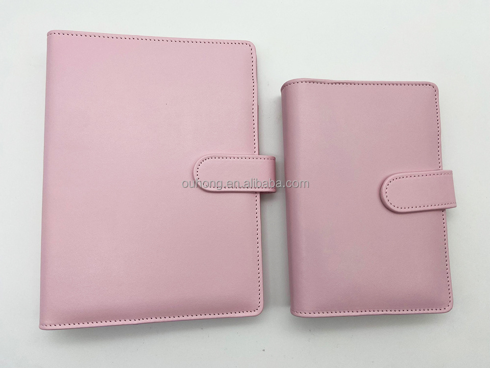 Custom Pu Leather Budget Binder Office Supplies With Buckle Notebook Planner Cover A5 A6 Binder Ring Bound Planner