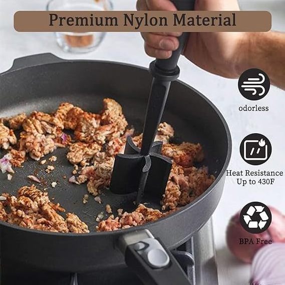 2024 Wholesale Non Stick Mix Chopper Heat Resistant Nylon Manual Ground Beef Meat Food Chopper