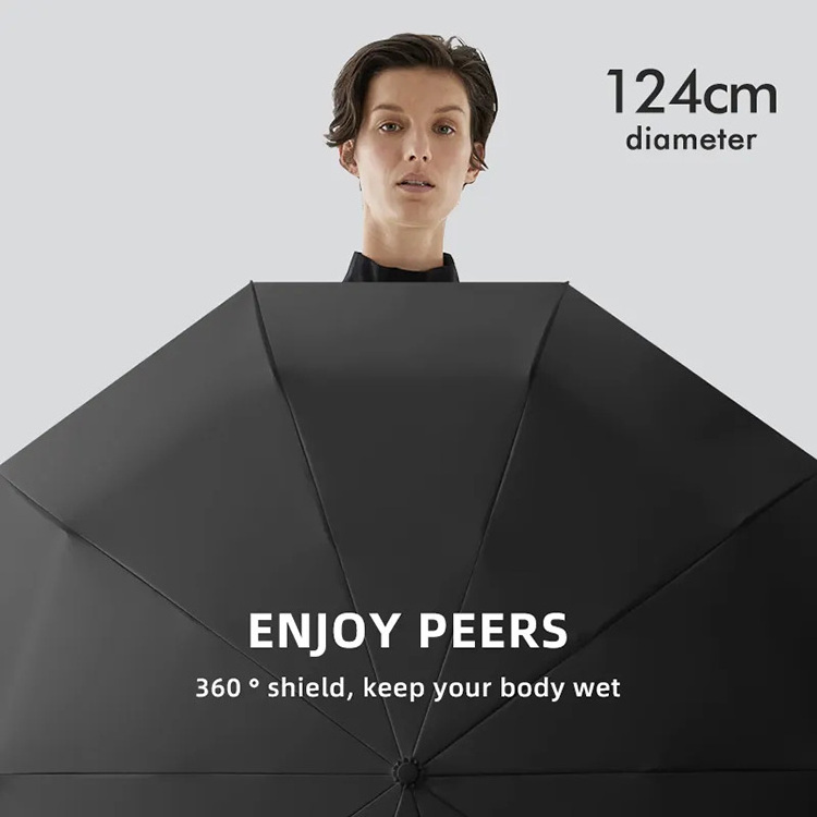 2023 New Product Easy Carry Unique Folding Automatic Open Close Umbrella With Hook Loop Lock Handle