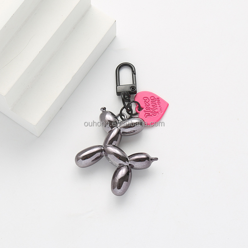 Cartoon Anime Dog Resin Laser Balloon Dog Keychain Animal Pendant Balloon Dog Keychain Bag Charm