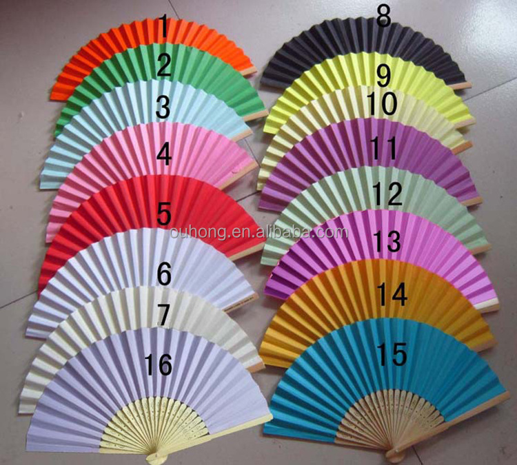 2022 Hot Sale Wooden Chinese Bamboo Blank Customizable Paper Hand Folding Fan DIY Fan For Kids Wedding