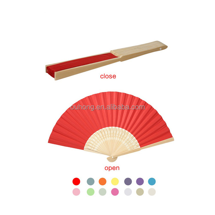 Custom Printed Diy Blank Paper Fan Portable Hand Fan Painting White Folding Wooden Hand Fan