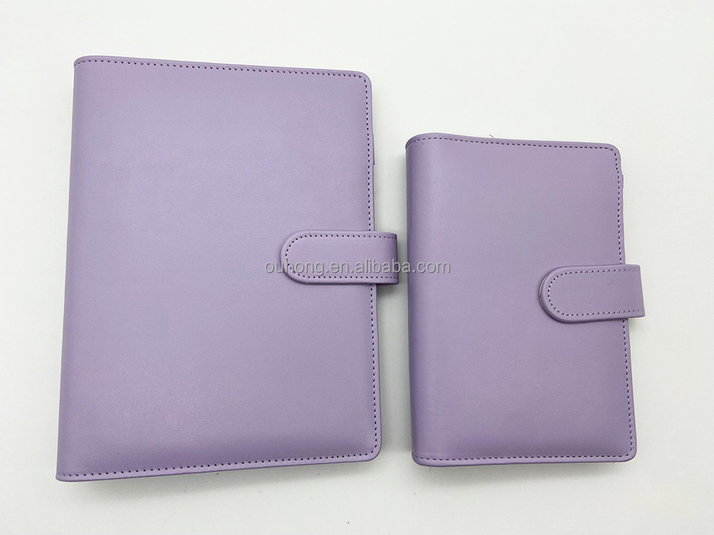 Custom Pu Leather Budget Binder Office Supplies With Buckle Notebook Planner Cover A5 A6 Binder Ring Bound Planner