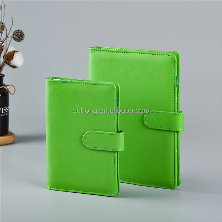 Custom Pu Leather Budget Binder Office Supplies With Buckle Notebook Planner Cover A5 A6 Binder Ring Bound Planner