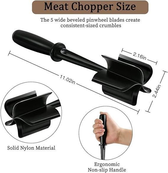 2024 Wholesale Non Stick Mix Chopper Heat Resistant Nylon Manual Ground Beef Meat Food Chopper