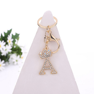 Fashion Rhinestone 26 Letter Keychain Luxury Crown Metal Keyring for Women Girls Car Handbag Phone Pendant Charm DIY