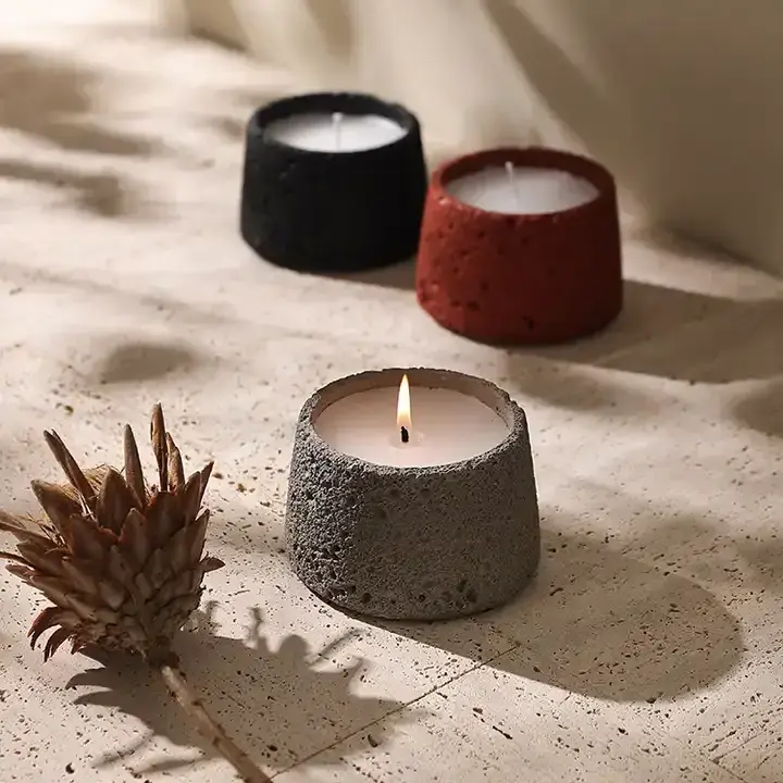 Home Decoration Wholesale Matte Hotel Desktop Decorative Candle Holder Cement Candle Jar Bowl