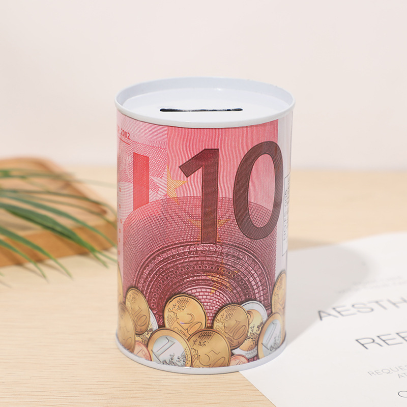 New trend custom Money Tin Box Coin Saving Tins Round Piggy Bank Sublimation Piggy Bank Metal Piggy Bank Money Saving Box