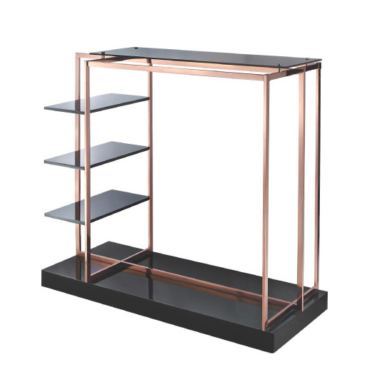 Rose Gold Clothes Display Stand Rack Top with Glass