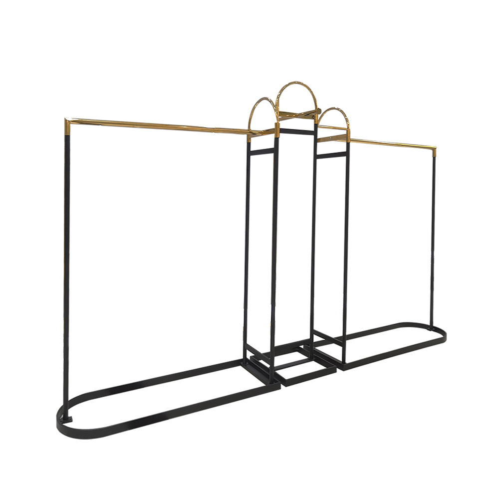 Black Retail Shop Fittings And Store Furniture Clothes Boutique Gold Metal Clothing Display Rack