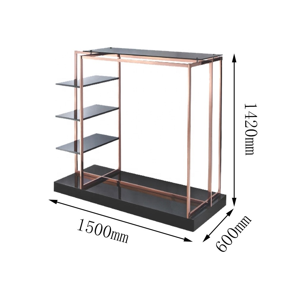 Rose Gold Clothes Display Stand Rack Top with Glass