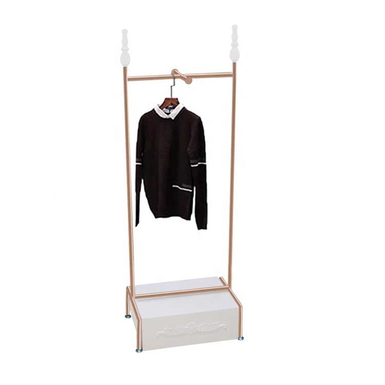 Gold Pipe Clothing Rack with Small Wooden Box