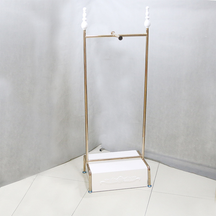 Gold Pipe Clothing Rack with Small Wooden Box