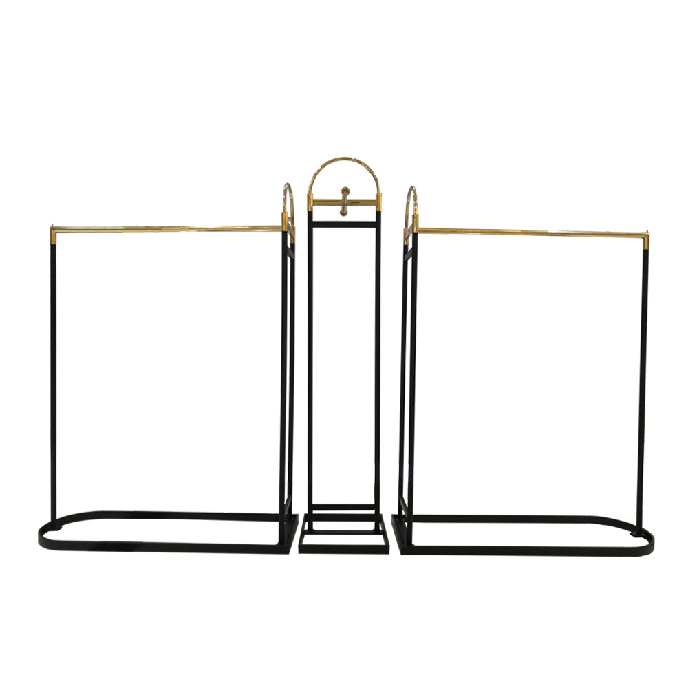 Black Retail Shop Fittings And Store Furniture Clothes Boutique Gold Metal Clothing Display Rack