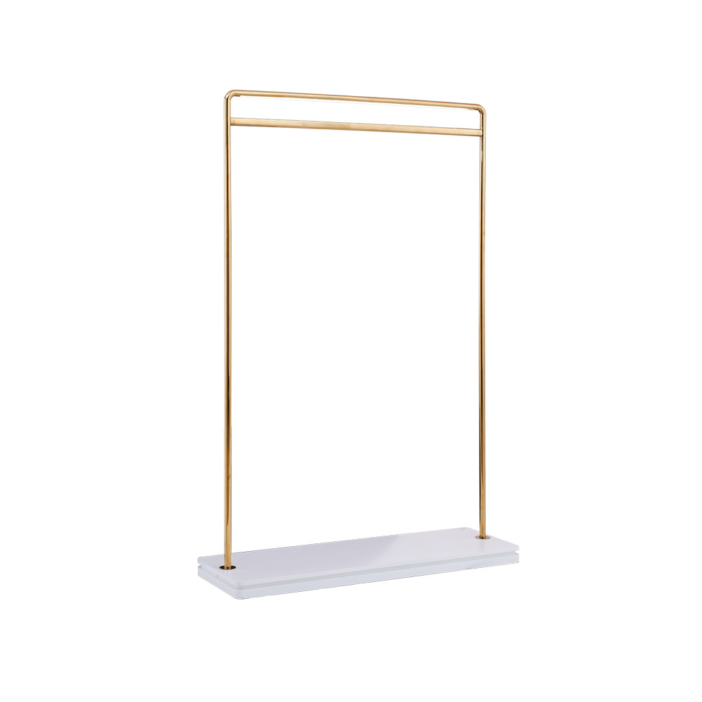 One Set Gold White Marble Clothes Display Stand Rack with Led Retail Store Shop Fittings for Clothing Display