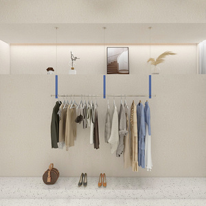 Customized Modern Fashionable Women's Clothing Store Adjustable Suspended Ceiling Hanging Clothes Display Rack