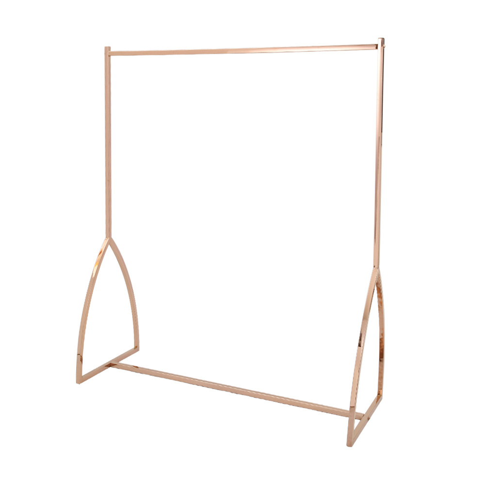 Customize Retail Store Fixture Modern Stainless Clothes Display Rack Stand Gold Metal Clothing Rack