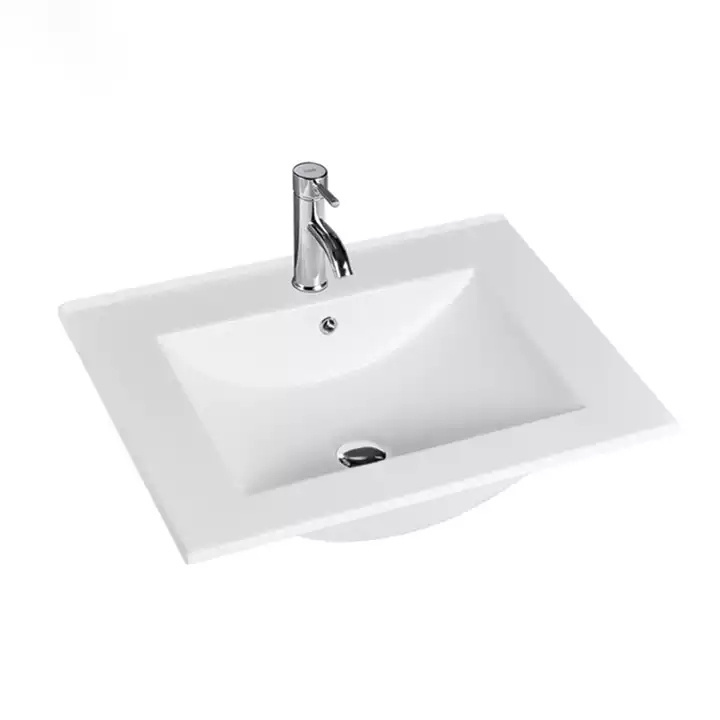 Modern style rectangle shape undermount white color porcelain bathroom sinks ceramic hand wash basin