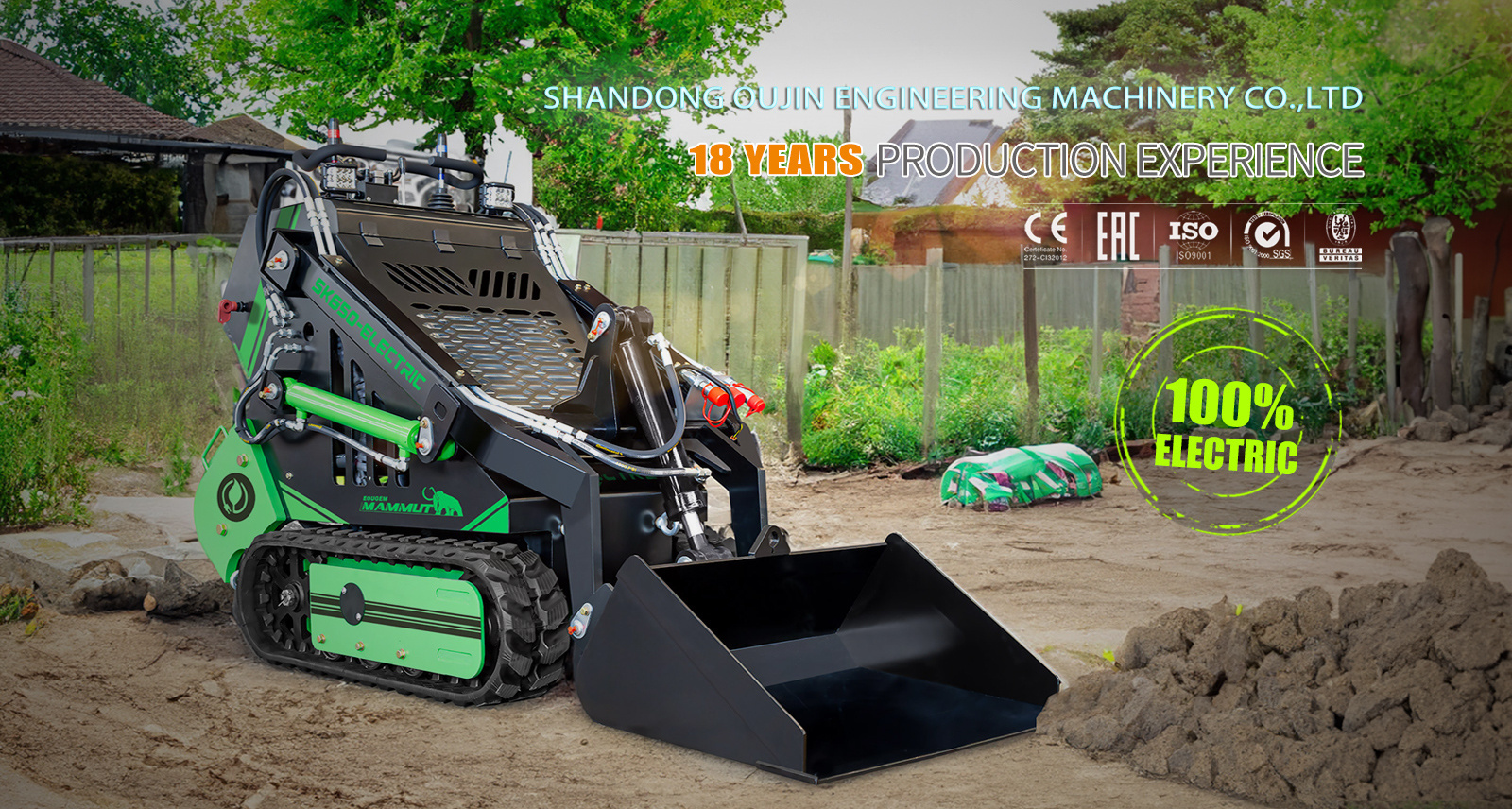 EPA approved china mini skid steer loaders Electric Lithium battery operated skidsteer mini track skid steer loader