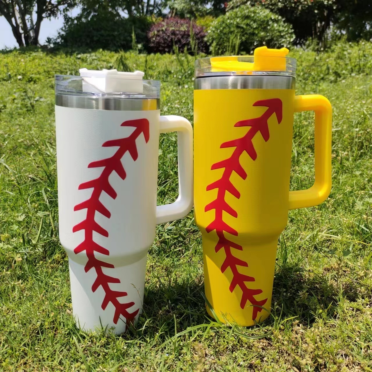 13 Colors 40oz Sports Tumblers Sublimation Tumblers With Handle Travel Stainless Steel Tumbler Baseball Bat Beer Cups