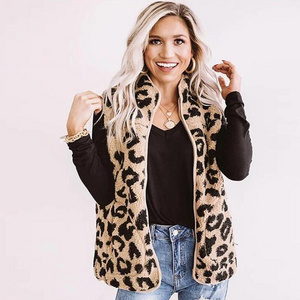 Women's Leopard Print Waistcoat Fashion Warm Ladies Waistcoat Vest