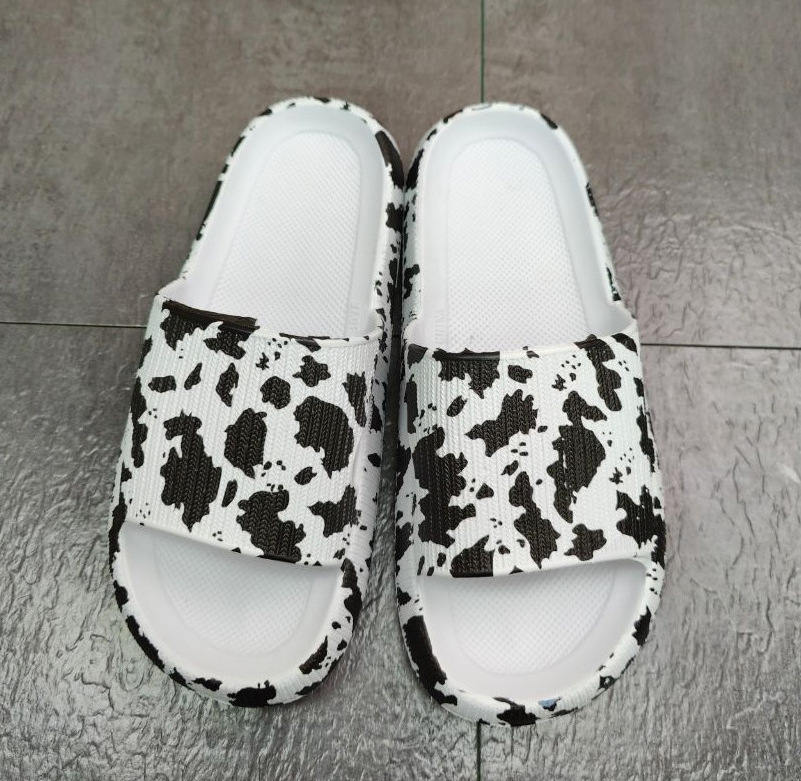 Leopard Thick Sole Sandals Walking On Clouds Open Toe Shoes Women Cheetah Print Slide