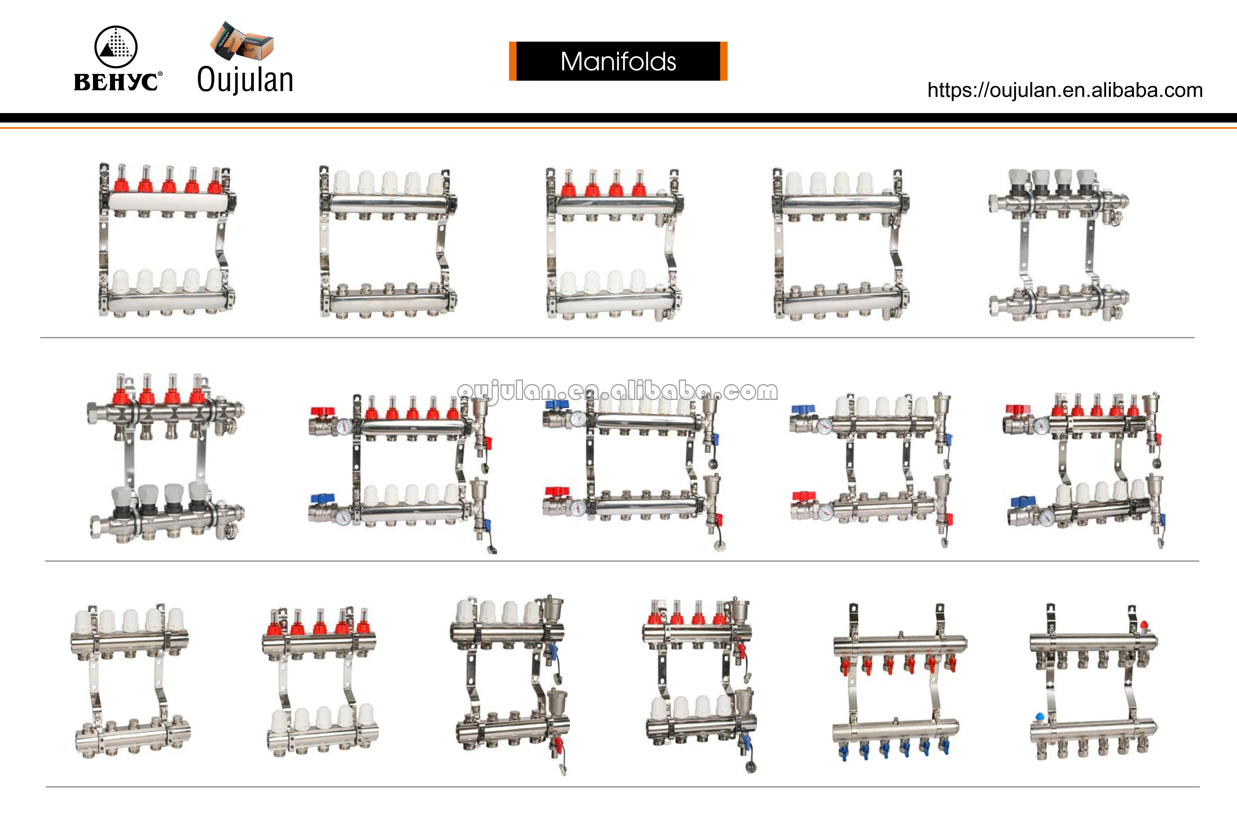 Brass Collectors Manifold Flow Meter underfloor heating system Manifolds