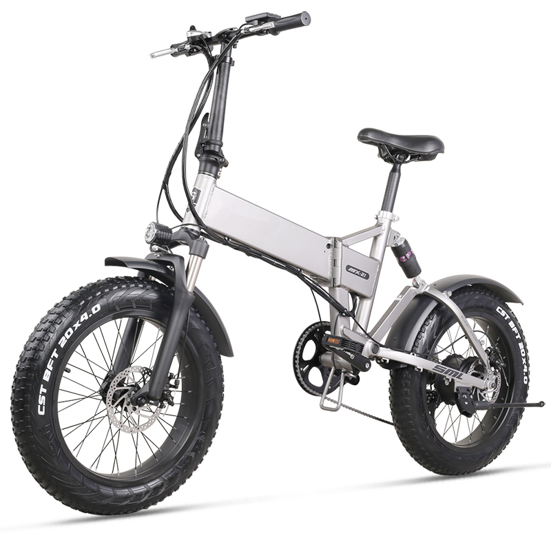 20 inch foldable electric moped 48v e mountain bike full suspension ebike 500w fat tire folding electric bike