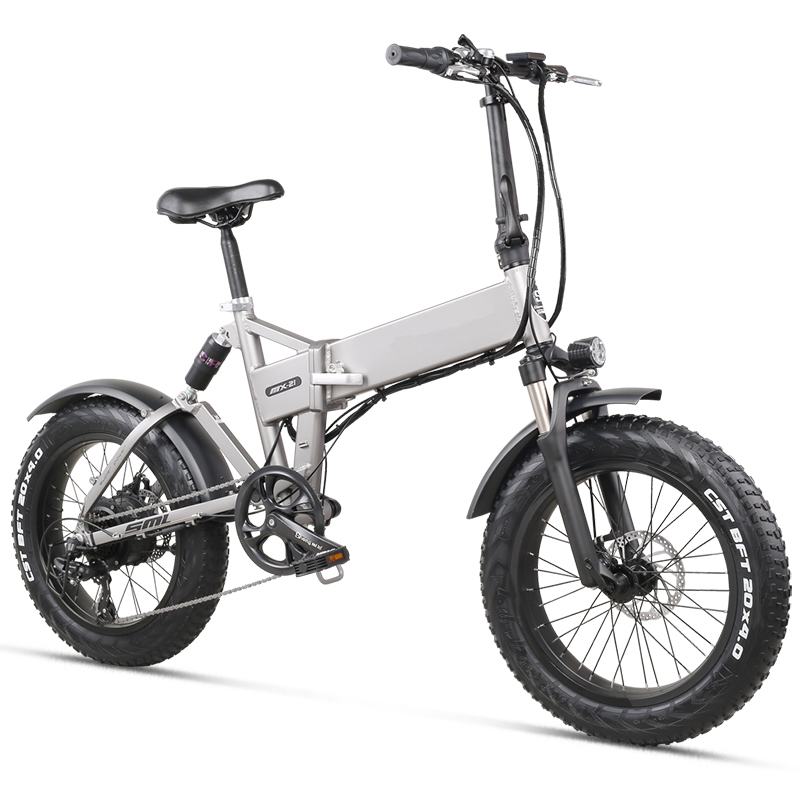 20 inch foldable electric moped 48v e mountain bike full suspension ebike 500w fat tire folding electric bike