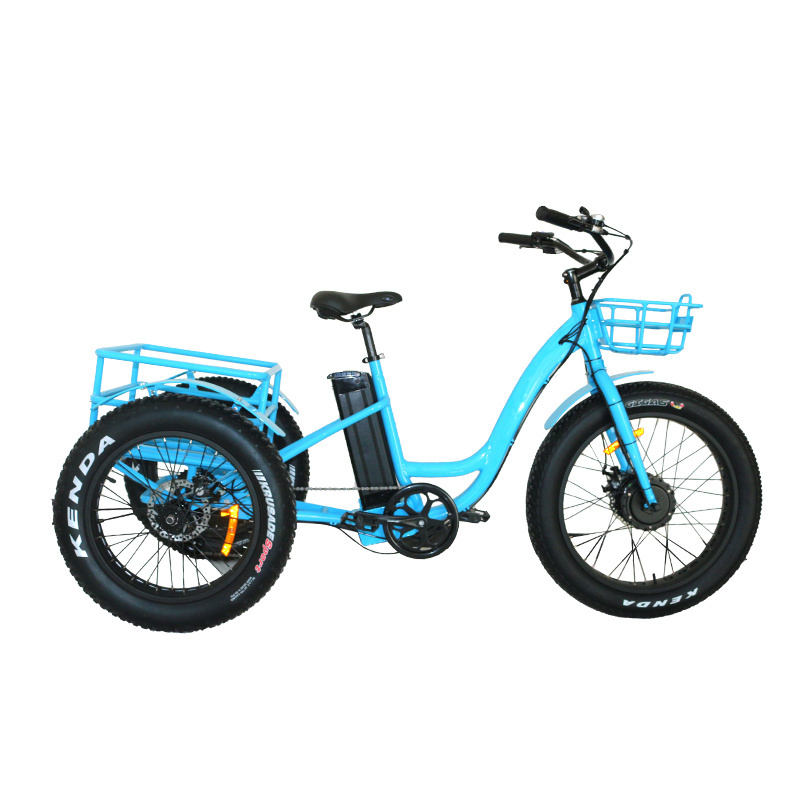 front 24 inch drive 48v 500w 750w 3 big wheel fat tire cargo electric tricycle bike