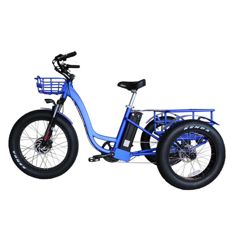 front 24 inch drive 48v 500w 750w 3 big wheel fat tire cargo electric tricycle bike