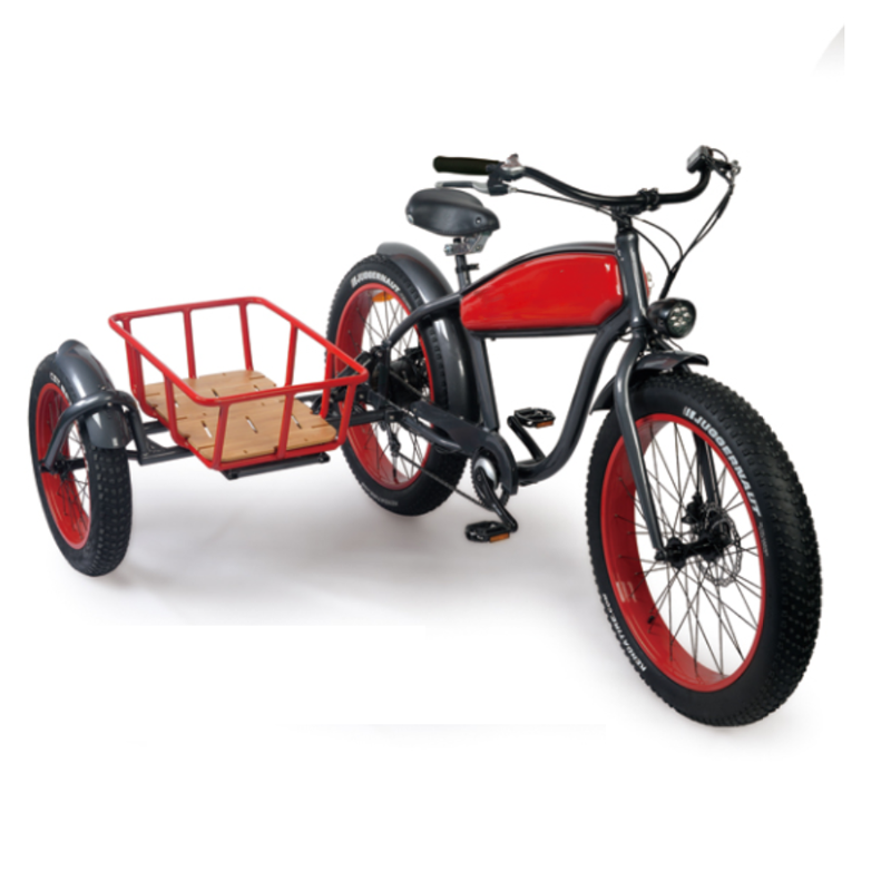 26 inch frame mounted hidden battery fat tire retro old style vintage electric bike with side cargo car