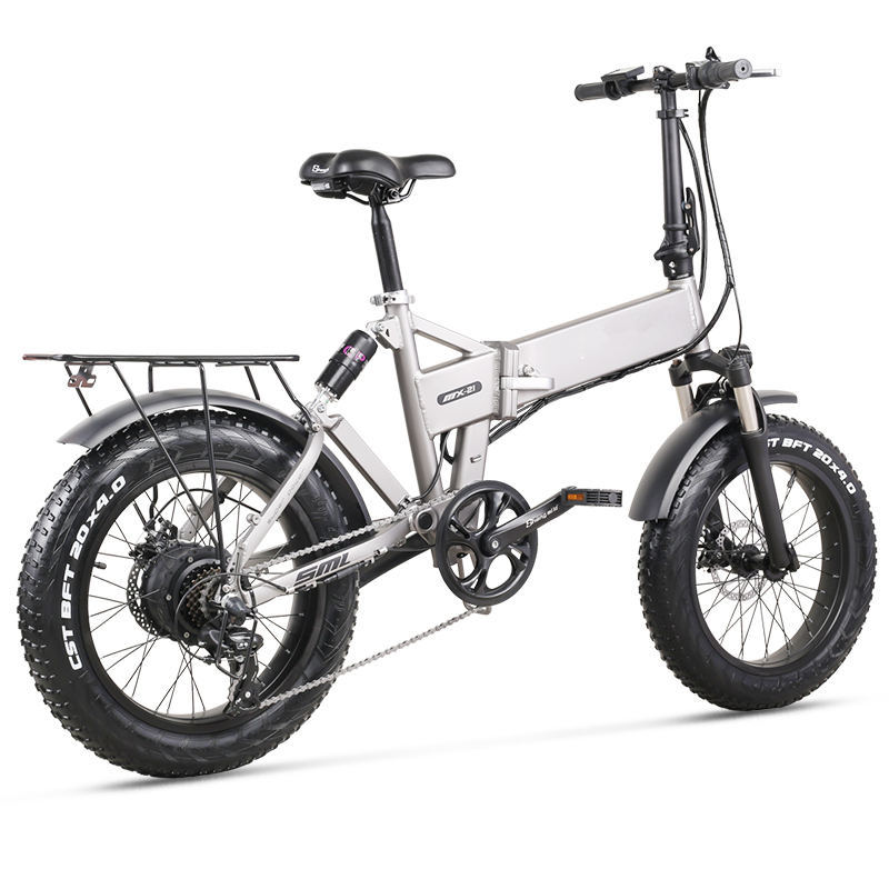 20 inch foldable electric moped 48v e mountain bike full suspension ebike 500w fat tire folding electric bike