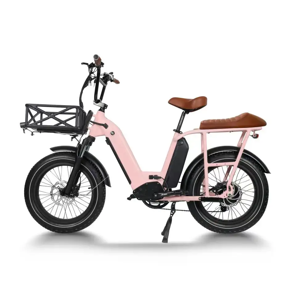 Bafang 48v 500w 750w rear drive hub motor family outgoing front basket fat tire cargo bicycle two wheels electric delivery bike