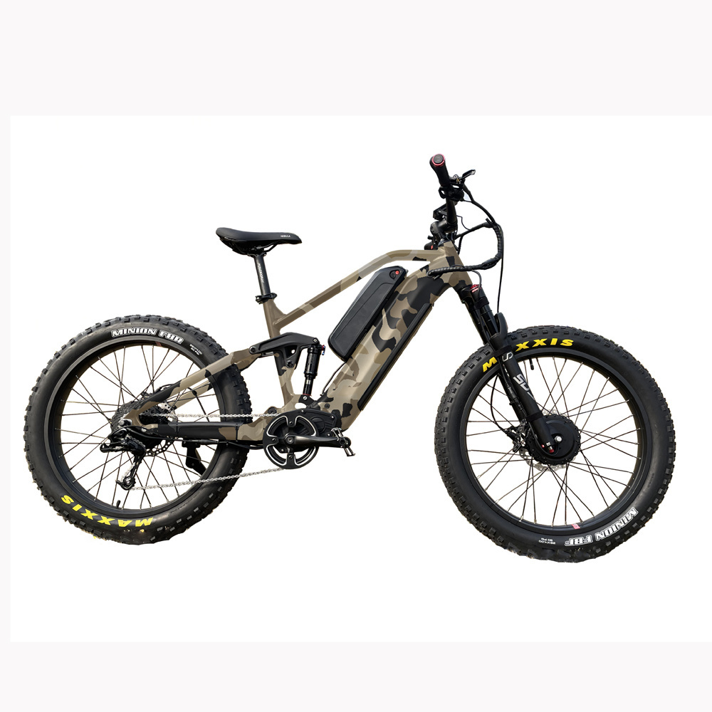 2024 dual 48v 52v 750w 1000w motor outdoor off road full suspension fat tire mountain hunting ebike electric dirt bicycle e bike