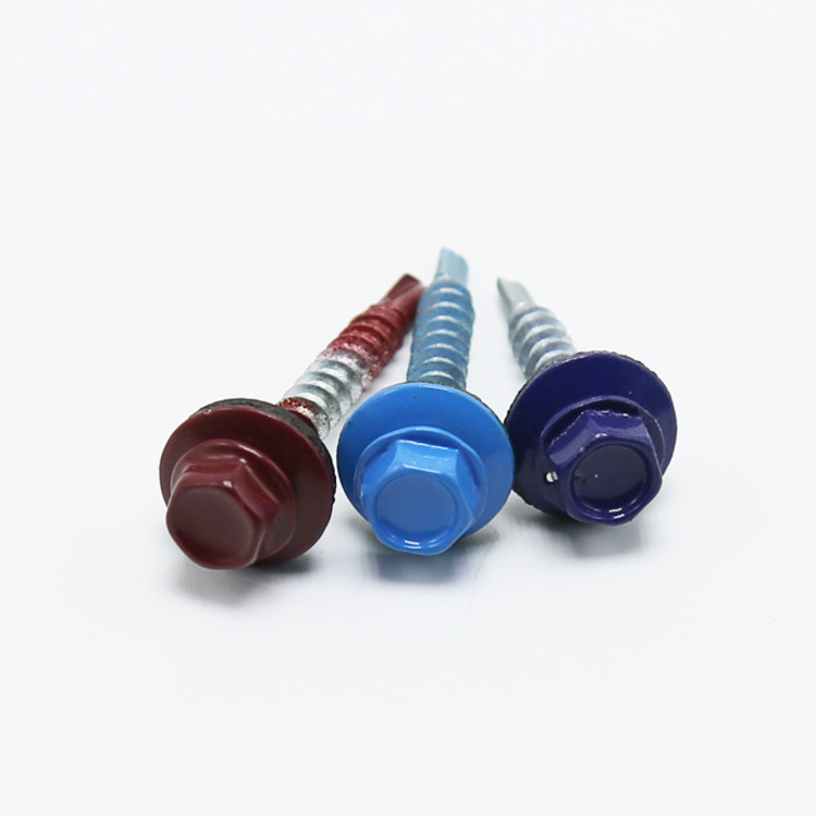 Painted self drilling concrete polycarbonate construction roofing screws