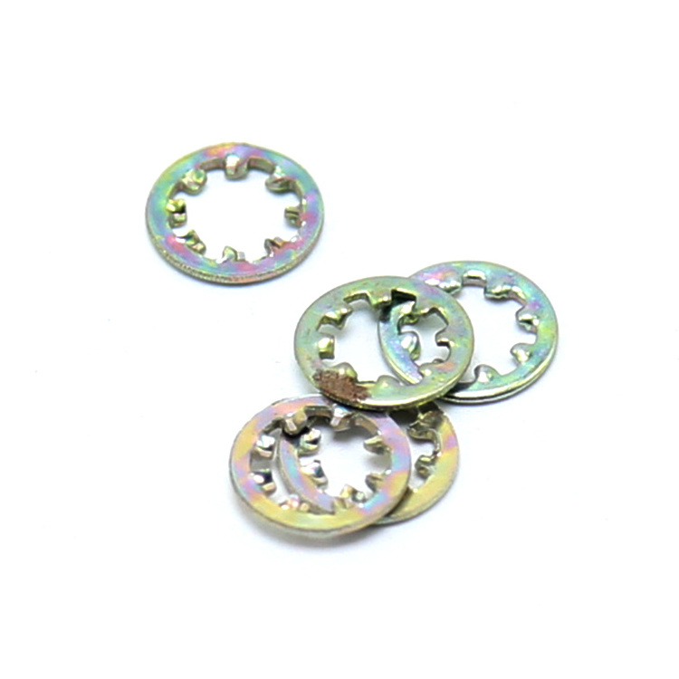 External dome star bearing serrated internal toothed lock washer