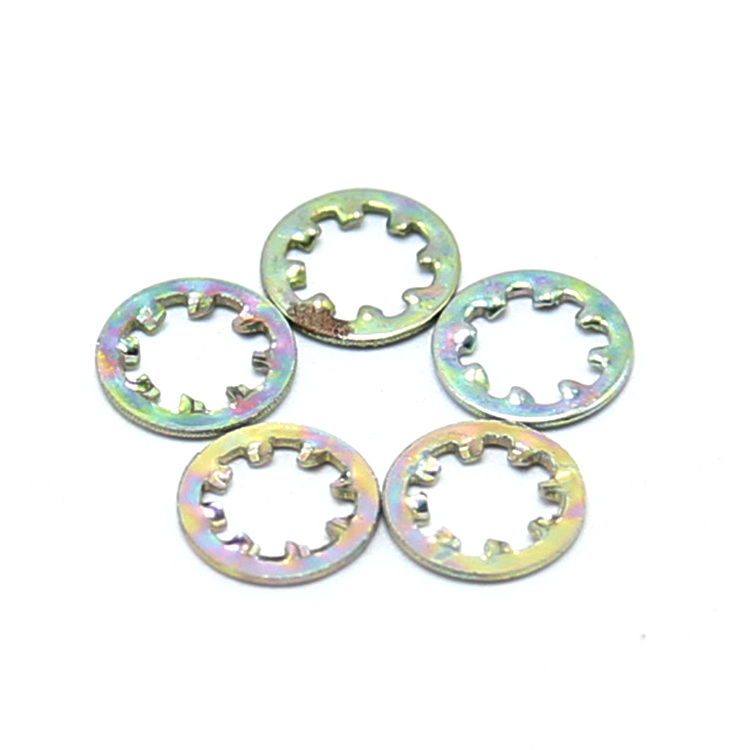 External dome star bearing serrated internal toothed lock washer