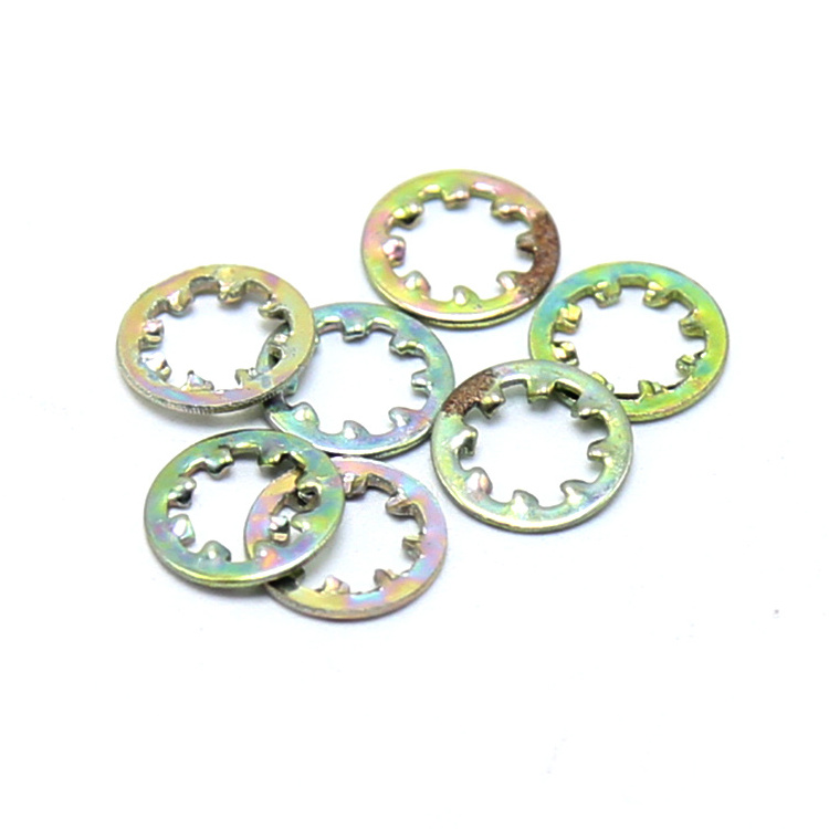 External dome star bearing serrated internal toothed lock washer