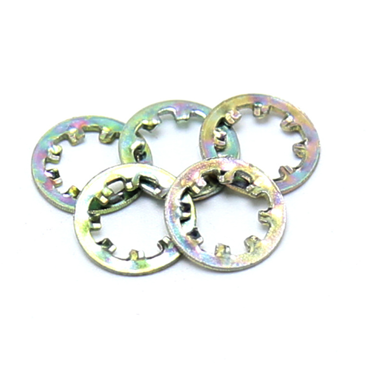 External dome star bearing serrated internal toothed lock washer