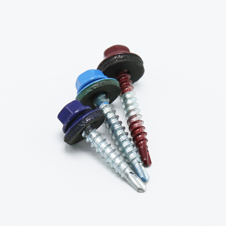 Painted self drilling concrete polycarbonate construction roofing screws