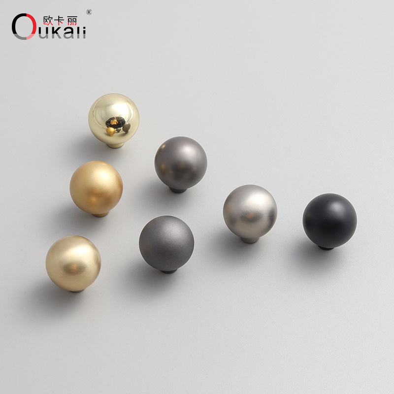 rounded shape gold Silver zinc Kitchen Cabinet Handles matt black single hole furniture drawer dresser knobs &handles