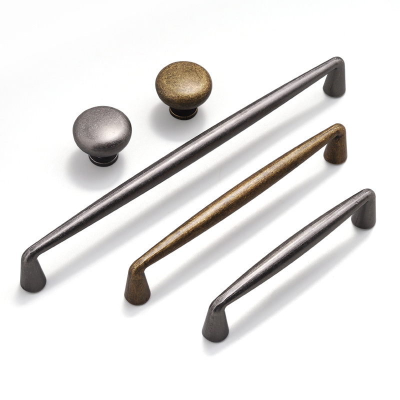 Oukali American Style Vintage Bronze Drawer Pull Zinc Alloy  96mm 128mm Handles Wardrobe Cabinet Handle Knobs