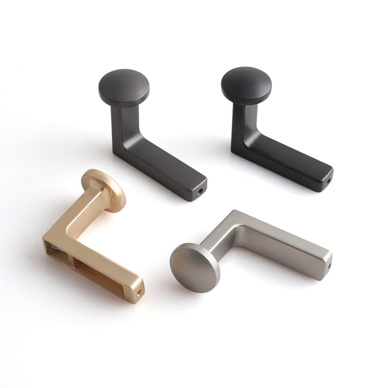 Oukali Modern L Shape Zinc alloy Brushed Brass Black Silver Furniture Hooks Nordic Kitchen coat hooks  bathroom towel hooks