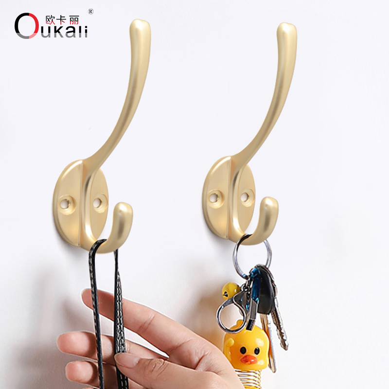 Oukali Zinc Alloy Nordic Single Wall Hooks Kitchen Furniture Black Nickel Clothes Metal Bathroom Hooks