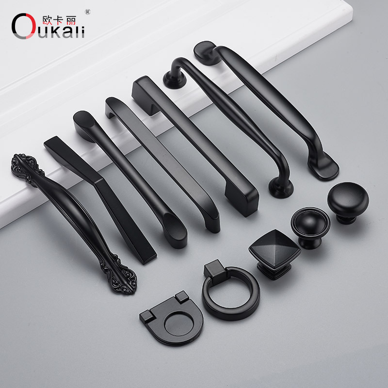 Zhejiang manufacturer 96mm zinc furniture hardware matt polished black american kitchen cabinet dresser drawer cupboard pulls