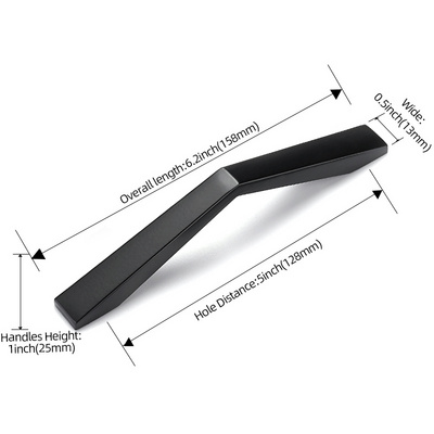 Oukali home decorative hardware zinc alloy Matte black 96mm 128mm 192mm Kitchen cabinet handles