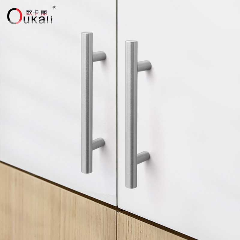 Oukali Wholesale Brushed Nickel Stainless Steel 76Mm 96Mm Kitchen 3 In Long Hardware Door Pull T Bar Cabinet Handle Drawer Pull