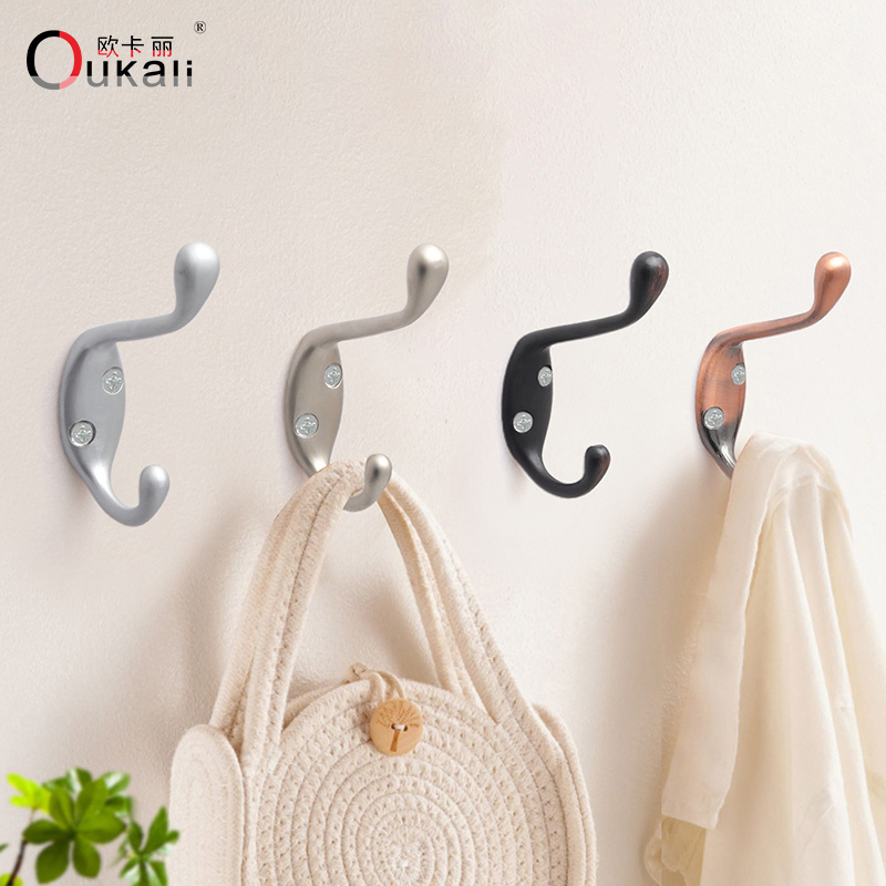 Oukali Factory Direct Modern Zinc Alloy Furniture Hook Coat Wall Hooks For Robe/Towels Bathroom/Kitchen